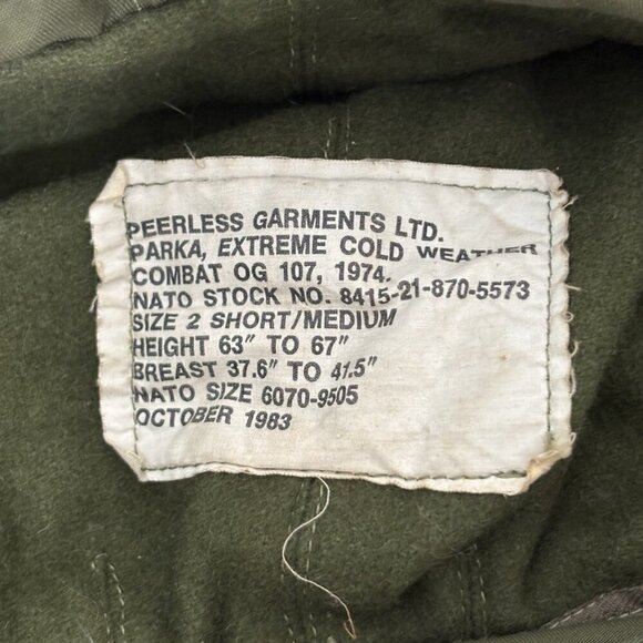 VTG Canadian Army Extreme Cold Weather Parka Winter Coat OG107 Short/Med 63/67" - Picture 14 of 16